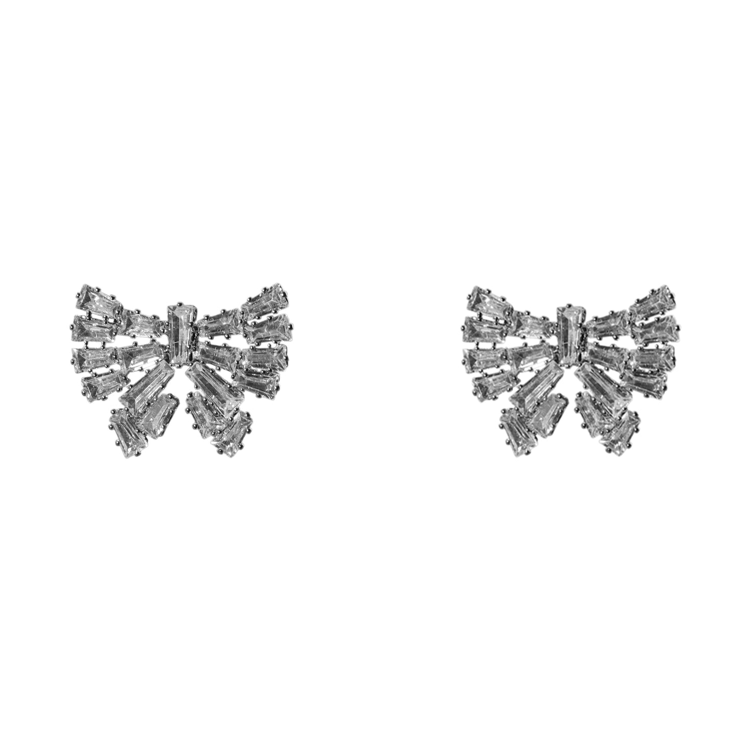 HundredthZ Bowknot Sparkling Concise Style Cubic Zirconia Stud Earrings in Fashion Daily Matching