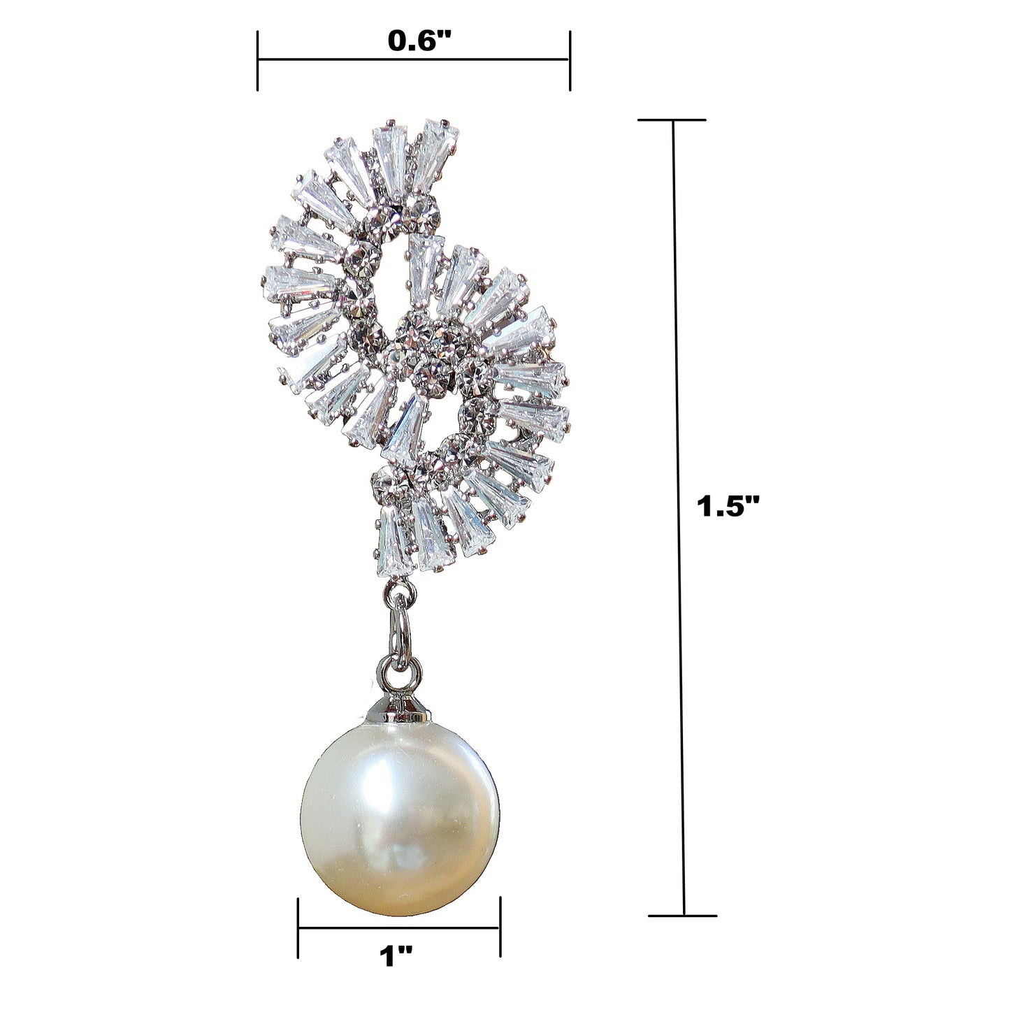 HundredthZ Sparking Cubic Zirconia S Geometric Drop Dangle Earrings with Freshwater Pearl Dangling Earrings for Women