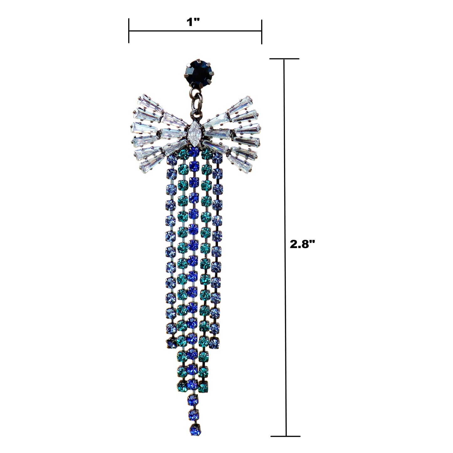 HundredthZ Bowknot Sparkling Cubic Zirconia Tassels Drop Dangle Earrings for Dresses Matching