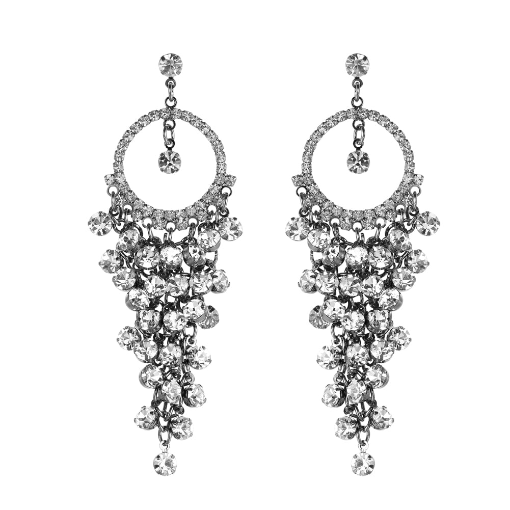 HundredthZ Sparkling Cubic Zirconia Tassel Dangle Drop Earrings in Wedding Bride